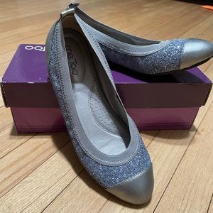 ...me Too pewter flats.